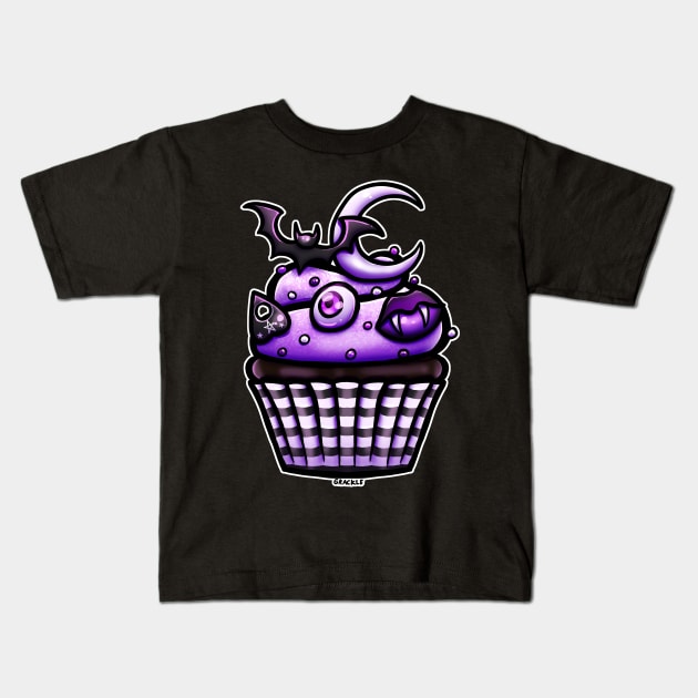 Creepy Cute Cupcake Kids T-Shirt by Jan Grackle